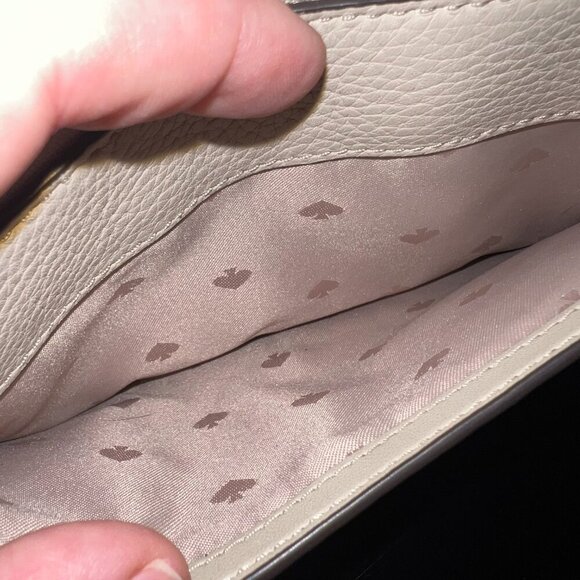 Kate Spade Leila Small Flap Crossbody Bag Light Sand Two-toned Leather Purse EUC - Picture 6 of 9